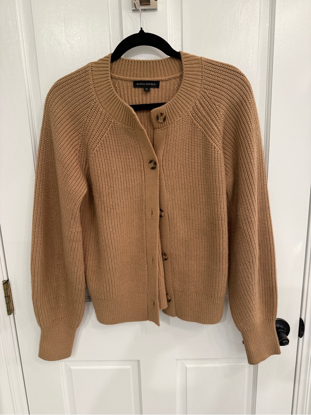 Banana Republic Tan Ribbed Button-Front Cardigan